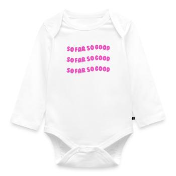so far so good pink - Organic Longsleeve Baby Bodysuit - white - Front