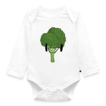 sportler brokkoli,gewichte heben, brokkoli - Baby Bio-Langarm-Body - Weiß - Vorne