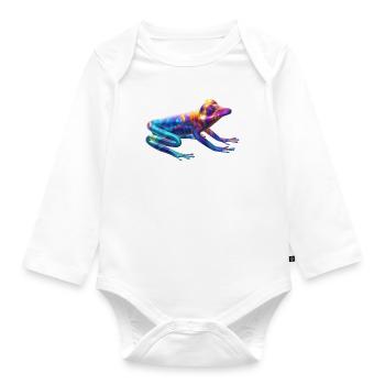 Bunter Frosch - Baby Bio-Langarm-Body - Weiß - Vorne