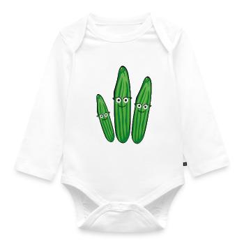 gurken familie,gurken,gurke,salatgurke, nerd - Baby Bio-Langarm-Body - Weiß - Vorne