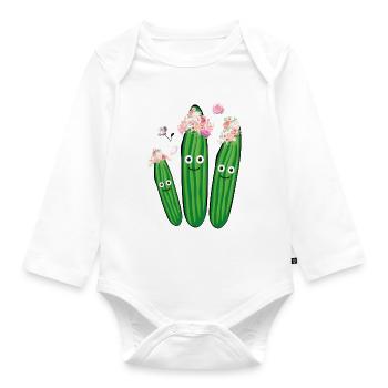 concombre,concombre,hippie,couronne, fleurs - Body Bébé bio manches longues - blanc - Devant
