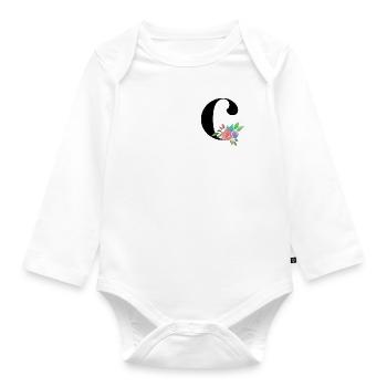 Letter C personalized gift alphabet first name Christmas - Organic Longsleeve Baby Bodysuit - white - Front