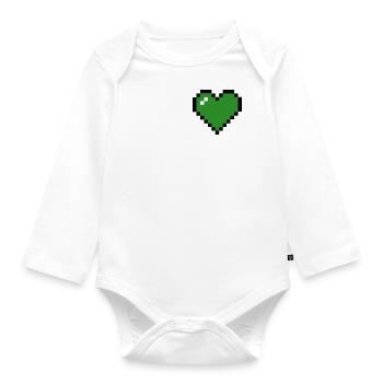 Kleines süßes Pixel Art Herz Heart Love grün - Baby Bio-Langarm-Body - Weiß - Vorne