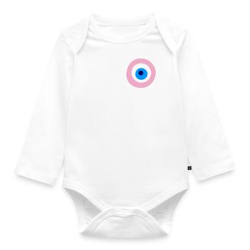 Nazar Boncuk Rosa - Brust - Baby Bio-Langarm-Body - Weiß - Vorne