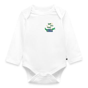 see you later pocket crocodile design - Organic Longsleeve Baby Bodysuit - white - Front