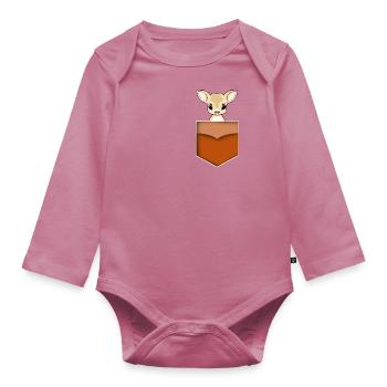 Poche cerf Bambi dans la poche - Body Bébé bio manches longues - mauve - Devant