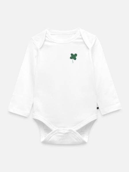 Trèfle porte-bonheur - Body Bébé bio manches longues - blanc