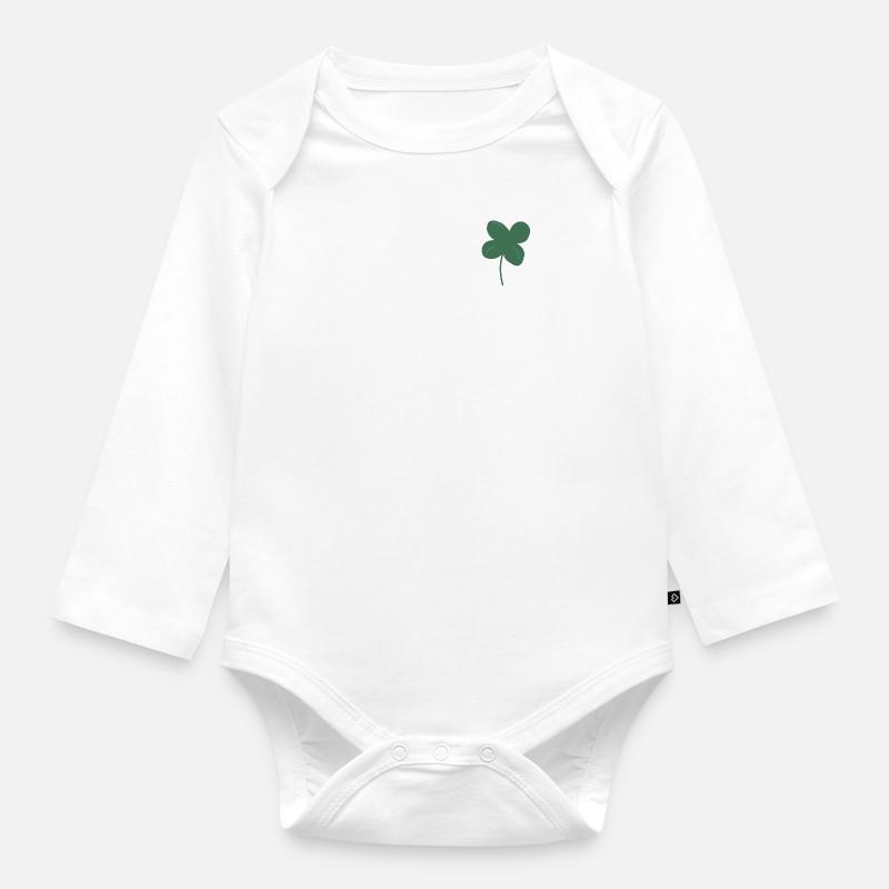 Glück Klee - Baby Bio-Langarm-Body - Weiß