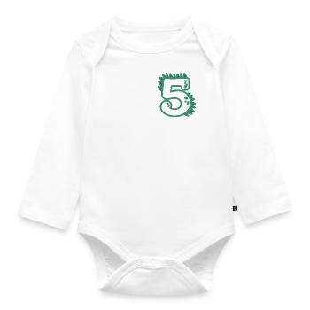 Number 5 - Organic Longsleeve Baby Bodysuit - white - Front