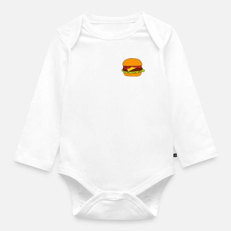 Burger - Body Bébé bio manches longues - blanc