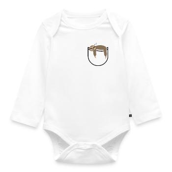 Pocket Sloth - Baby Bio-Langarm-Body - Weiß - Vorne