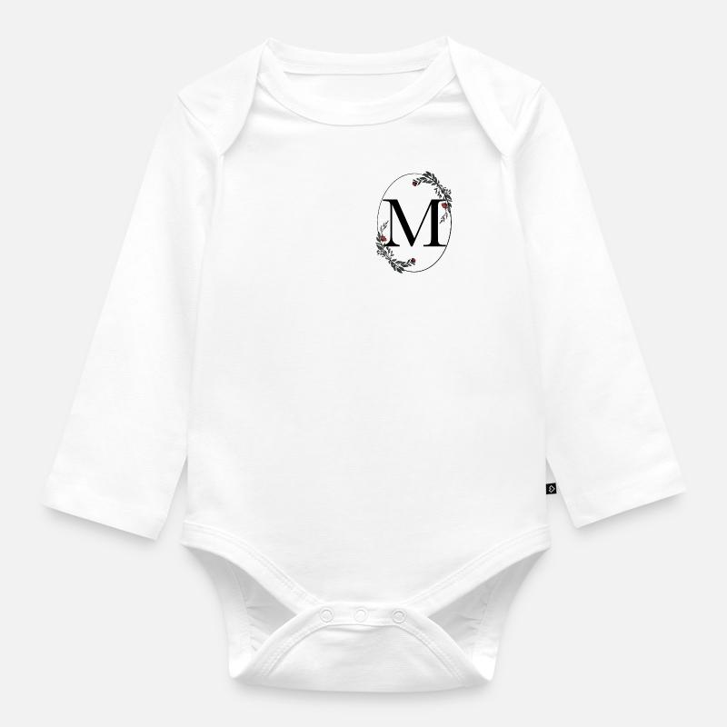 Buchstabe M - Baby Bio-Langarm-Body - Weiß