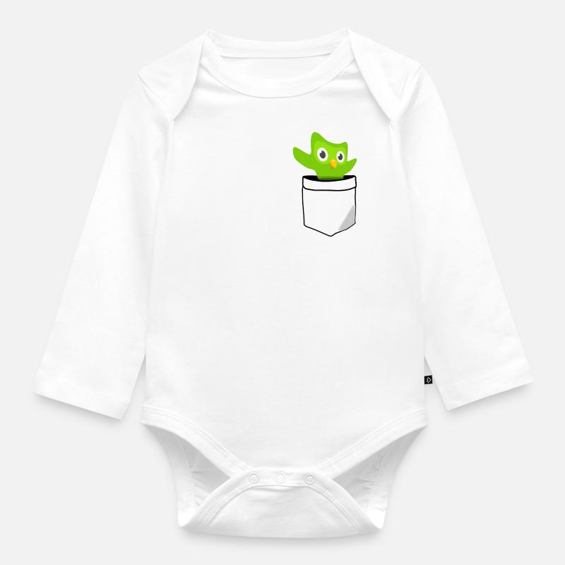 Duolingo - Baby Bio-Langarm-Body - Weiß