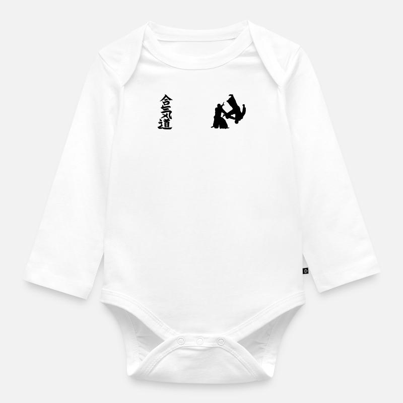 aikido - Body Bébé bio manches longues - blanc