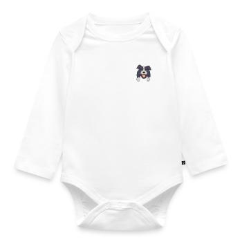 Idée de cadeau pour chien de poche avec poche Pocket Border Collie Burst - Body Bébé bio manches longues - blanc - Devant