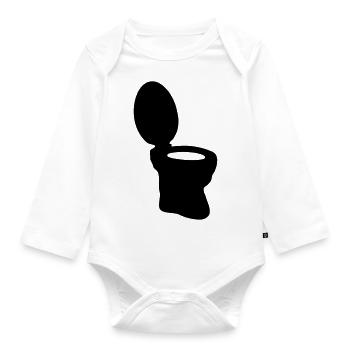 Toilettes bol toilettes Symbole - Body Bébé bio manches longues - blanc - Devant