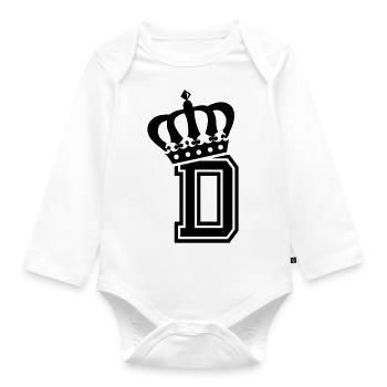 Letter D - Organic Longsleeve Baby Bodysuit - white - Front