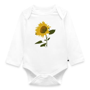 Sonnenblume - Baby Bio-Langarm-Body - Weiß - Vorne