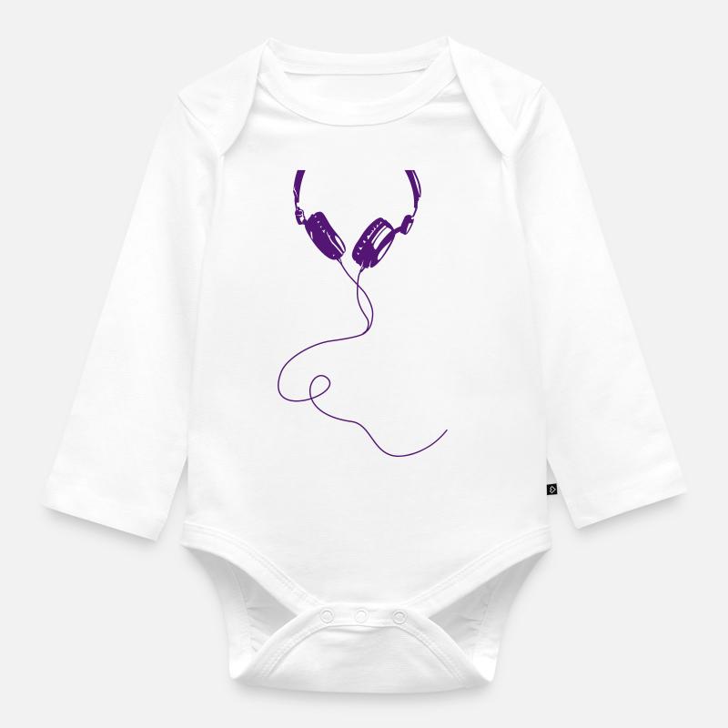 Cool Headphone - Body Bébé bio manches longues - blanc