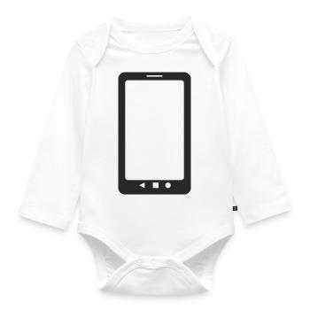 Handy! Geschenkidee Geschenk - Baby Bio-Langarm-Body - Weiß - Vorne