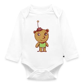 Bär - Baby Bio-Langarm-Body - Weiß - Vorne