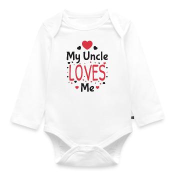 Mon oncle me aime cadeau bébé parrain - Body Bébé bio manches longues - blanc - Devant