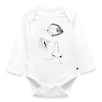 Nose ear eye gift idea organs - Organic Longsleeve Baby Bodysuit - white - Front