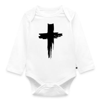 Croix peinte - Body Bébé bio manches longues - blanc - Devant
