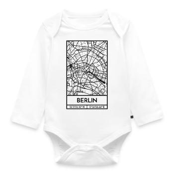 Berlin – City Stadtplan Map Karte (schwarz) - Baby Bio-Langarm-Body - Weiß - Vorne
