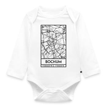 Bochum – City Stadtplan Map Karte (schwarz) - Baby Bio-Langarm-Body - Weiß - Vorne