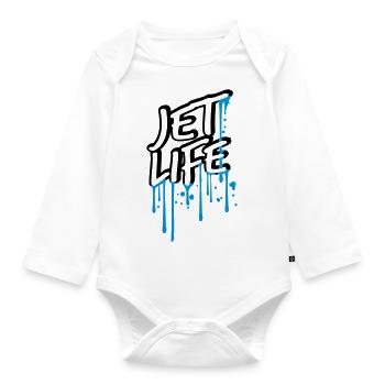 wet drops graffiti spray stamp cartoon comic - Organic Longsleeve Baby Bodysuit - white - Front