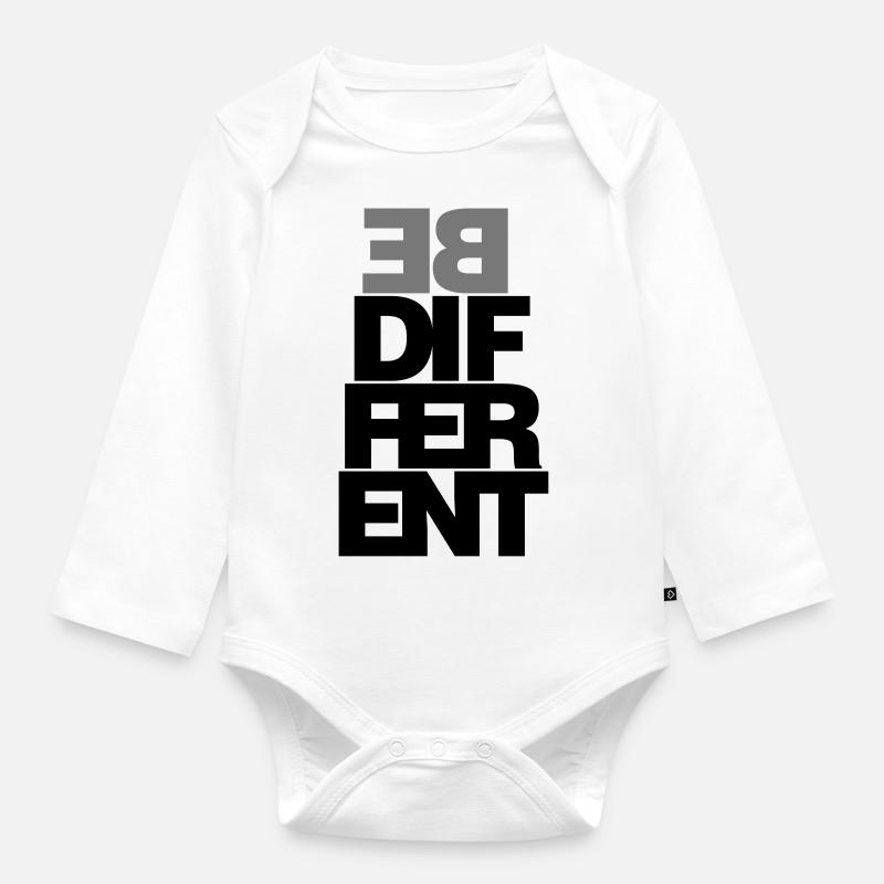 Be different - Organic Longsleeve Baby Bodysuit - white