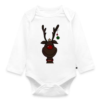 Rennes Noël Cadeau De Noël Noël - Body Bébé bio manches longues - blanc - Devant