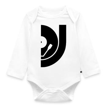 DJ Record Vinyl Plate - Organic Longsleeve Baby Bodysuit - white - Front