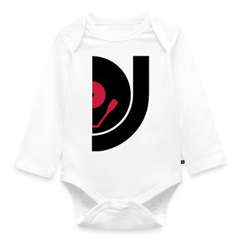 DJ Record Vinyl Plate - Organic Longsleeve Baby Bodysuit - white - Front