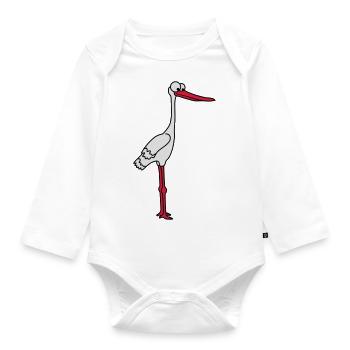 Stork - Organic Longsleeve Baby Bodysuit - white - Front