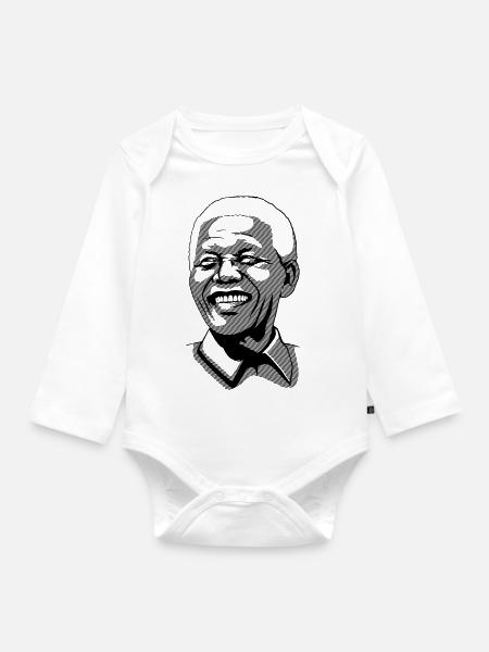 Mandela Lines - Organic Longsleeve Baby Bodysuit - white