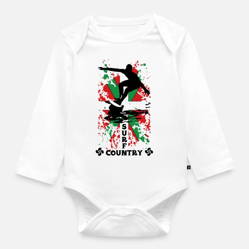 Basque surf country - Body Bébé bio manches longues - blanc