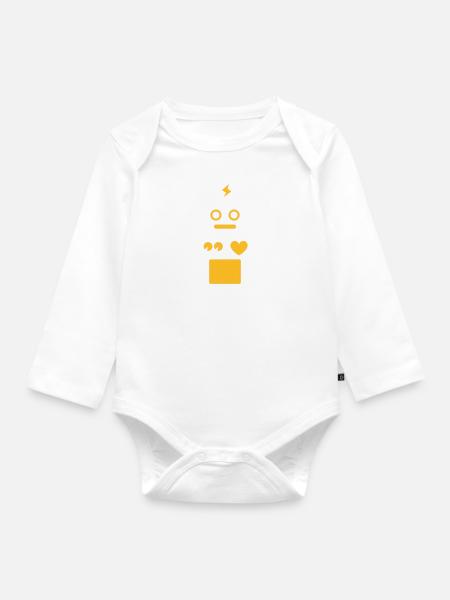 Roboter / Robot #2_2c - Baby Bio-Langarm-Body - Weiß
