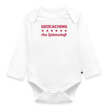 Geocaching / Geocacher / Compass / GPS - Organic Longsleeve Baby Bodysuit - white - Front