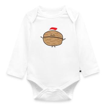 Walnut as Santa Claus - Organic Longsleeve Baby Bodysuit - white - Front