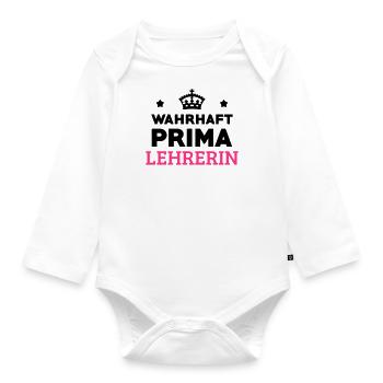 Lehrer / Professor / Schule / Lehrerin / Kind - Baby Bio-Langarm-Body - Weiß - Vorne