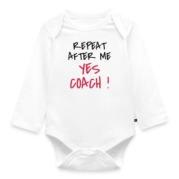 Coach / Coaching / Trainer / Sport - Baby Bio-Langarm-Body - Weiß - Vorne