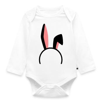 Rabbit ears bicolored - Organic Longsleeve Baby Bodysuit - white - Front