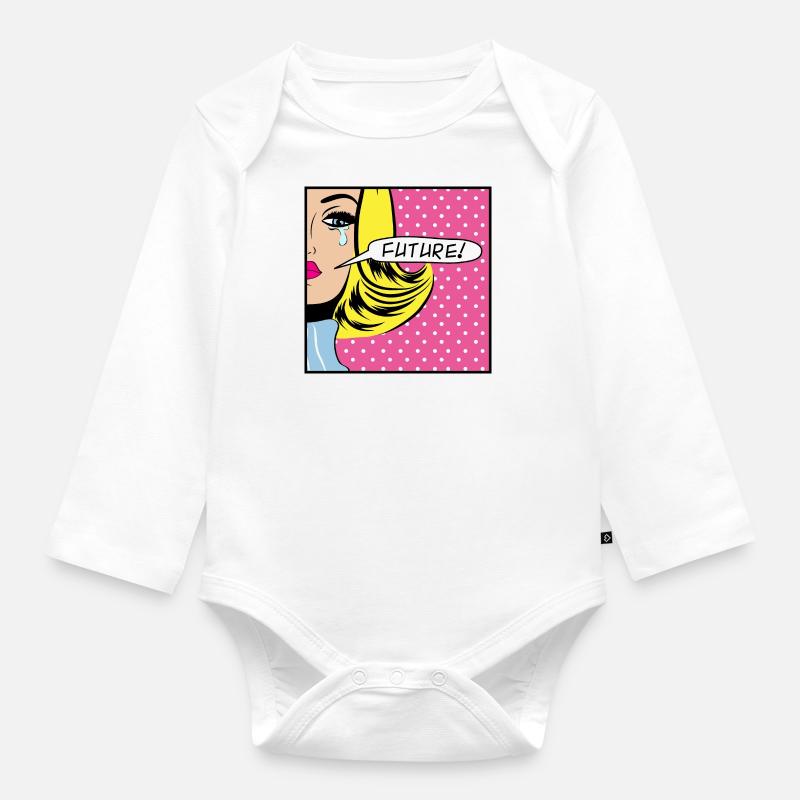 Pop Art der Zukunft - Baby Bio-Langarm-Body - Weiß