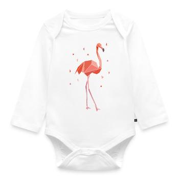 Flamingo Geometrisch - Baby Bio-Langarm-Body - Weiß - Vorne