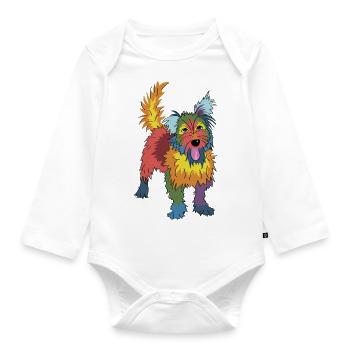 Like a colorful dog! - Organic Longsleeve Baby Bodysuit - white - Front