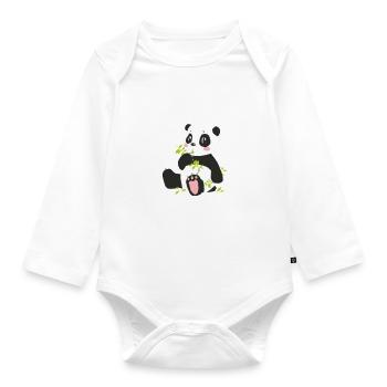 Panda - Baby Bio-Langarm-Body - Weiß - Vorne
