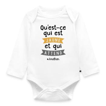 Qu'est-ce qui est jaune et qui attend ? Jonathan - Body Bébé bio manches longues - blanc - Devant