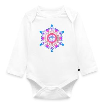 Water Crystal, Love, Lotus, Symbol, Yoga, Emoto - Organic Longsleeve Baby Bodysuit - white - Front